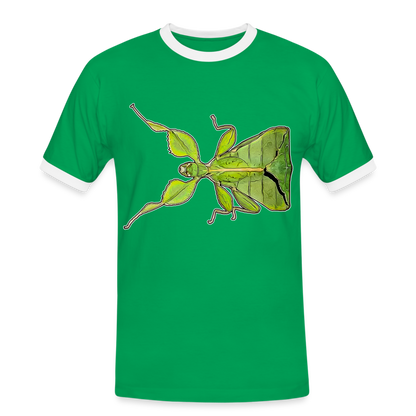 Männer Kontrast-T-Shirt Phyllium philippinicum female - Kelly Green/Weiß