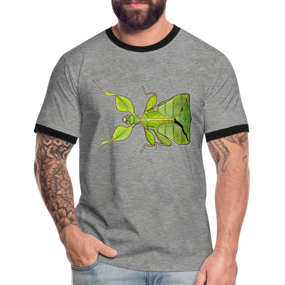 Männer Kontrast-T-Shirt Phyllium philippinicum female - Grau meliert/Schwarz