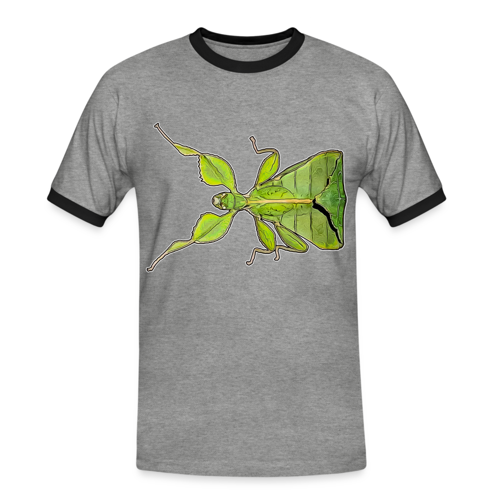 Männer Kontrast-T-Shirt Phyllium philippinicum female - Grau meliert/Schwarz