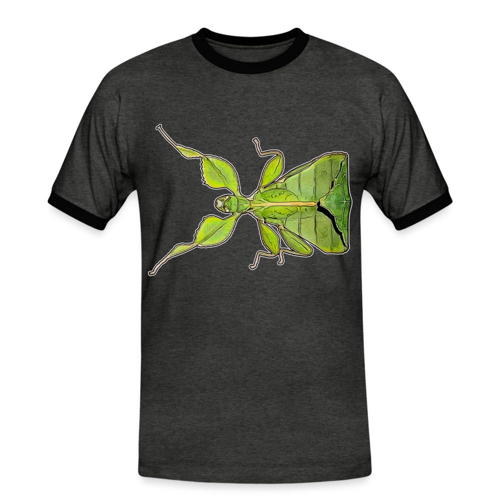 Männer Kontrast-T-Shirt Phyllium philippinicum female - Anthrazit/Schwarz