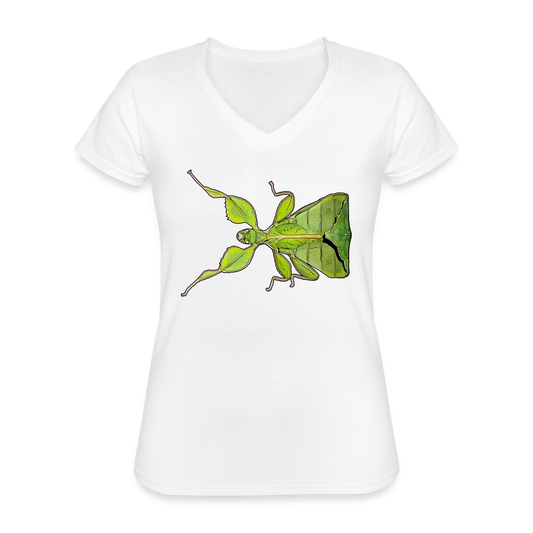 Frauen-T-Shirt mit V-Ausschnitt Phyllium philippinicum female - weiß
