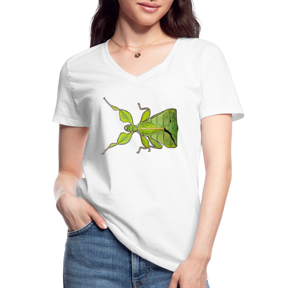 Frauen-T-Shirt mit V-Ausschnitt Phyllium philippinicum female - weiß