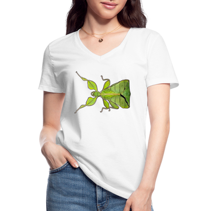 Frauen-T-Shirt mit V-Ausschnitt Phyllium philippinicum female - weiß