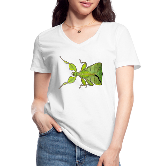 Frauen-T-Shirt mit V-Ausschnitt Phyllium philippinicum female - weiß
