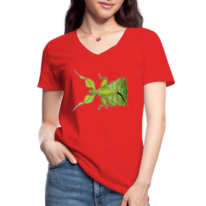 Frauen-T-Shirt mit V-Ausschnitt Phyllium philippinicum female - Rot