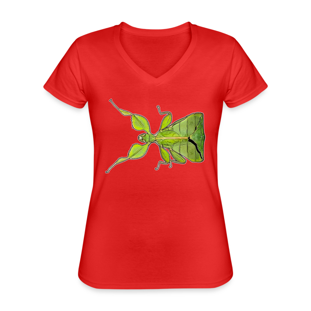 Frauen-T-Shirt mit V-Ausschnitt Phyllium philippinicum female - Rot