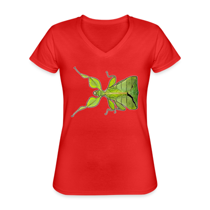 Frauen-T-Shirt mit V-Ausschnitt Phyllium philippinicum female - Rot