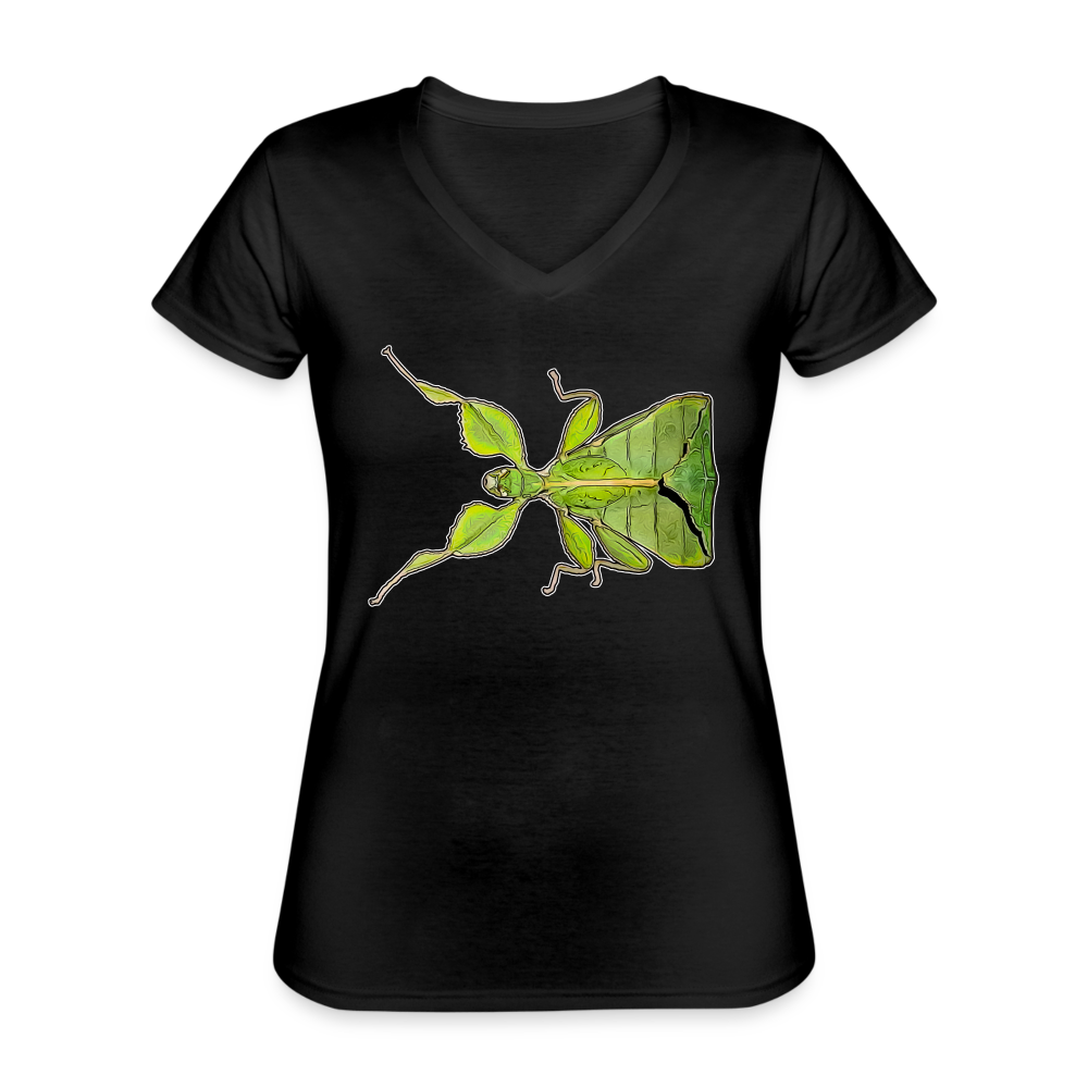 Frauen-T-Shirt mit V-Ausschnitt Phyllium philippinicum female - Schwarz