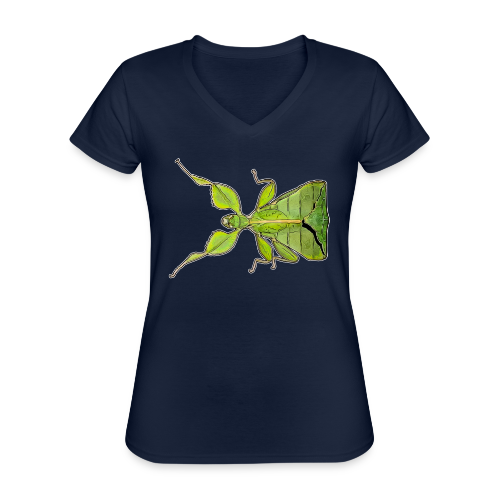Frauen-T-Shirt mit V-Ausschnitt Phyllium philippinicum female - Navy