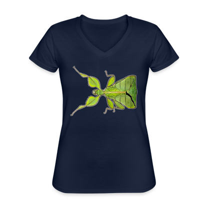 Frauen-T-Shirt mit V-Ausschnitt Phyllium philippinicum female - Navy