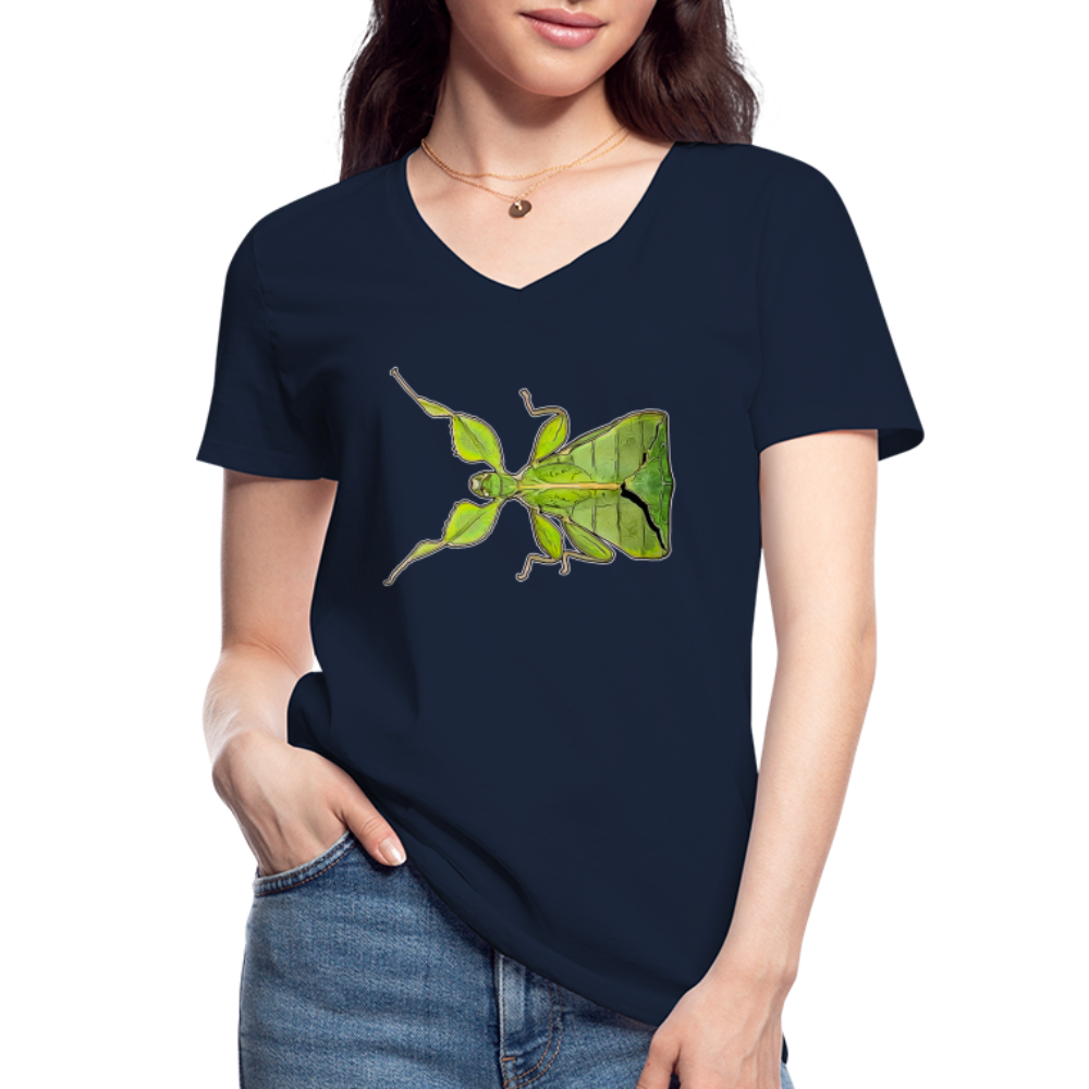 Frauen-T-Shirt mit V-Ausschnitt Phyllium philippinicum female - Navy