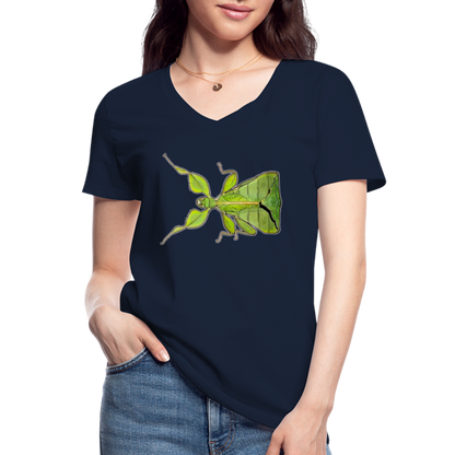 Frauen-T-Shirt mit V-Ausschnitt Phyllium philippinicum female - Navy