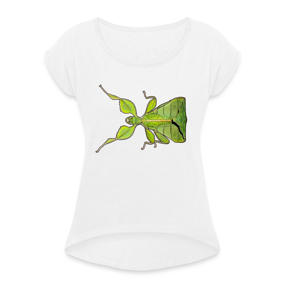 Frauen T-Shirt mit gerollten Ärmeln Phyllium philippinicum female - weiß
