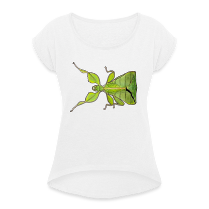 Frauen T-Shirt mit gerollten Ärmeln Phyllium philippinicum female - weiß