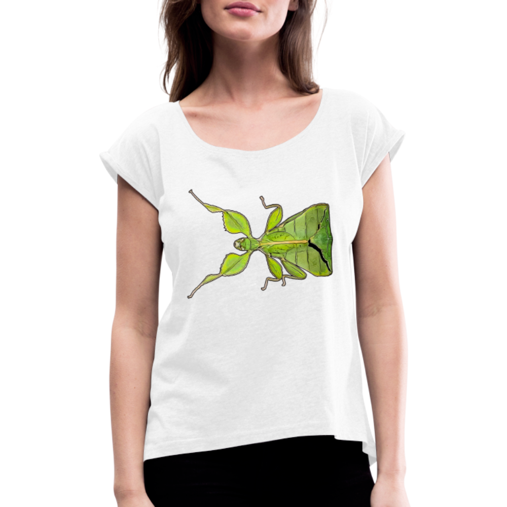 Frauen T-Shirt mit gerollten Ärmeln Phyllium philippinicum female - weiß