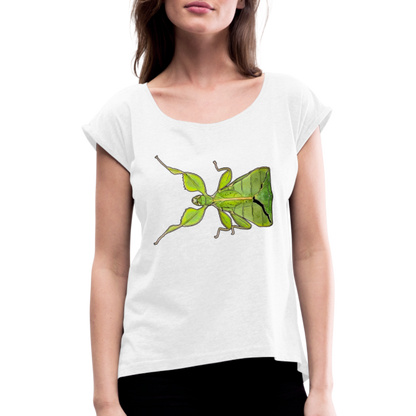 Frauen T-Shirt mit gerollten Ärmeln Phyllium philippinicum female - weiß