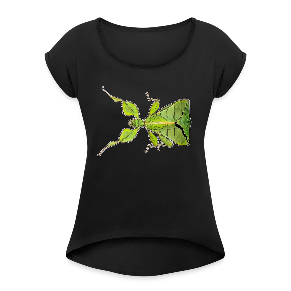 Frauen T-Shirt mit gerollten Ärmeln Phyllium philippinicum female - Schwarz