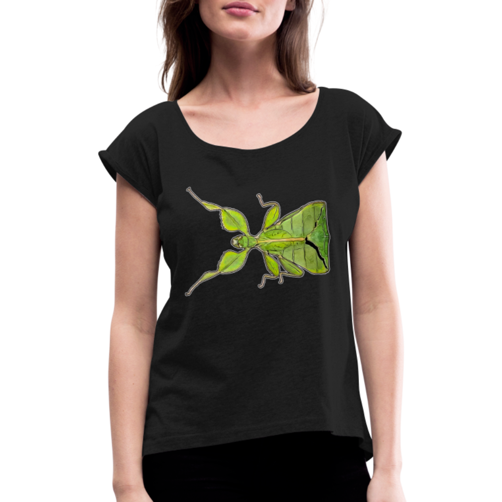 Frauen T-Shirt mit gerollten Ärmeln Phyllium philippinicum female - Schwarz