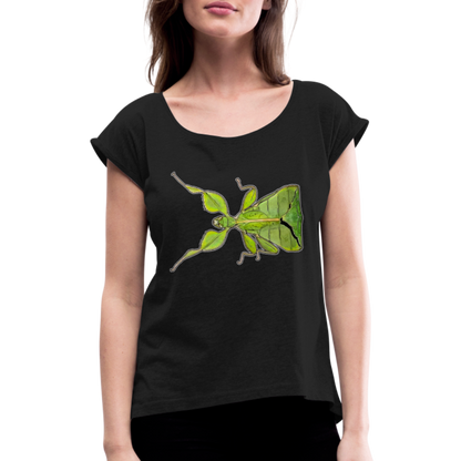 Frauen T-Shirt mit gerollten Ärmeln Phyllium philippinicum female - Schwarz