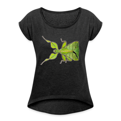 Frauen T-Shirt mit gerollten Ärmeln Phyllium philippinicum female - Schwarz meliert