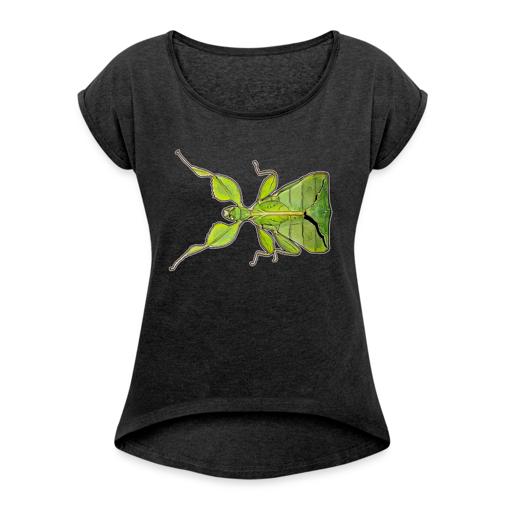Frauen T-Shirt mit gerollten Ärmeln Phyllium philippinicum female - Schwarz meliert
