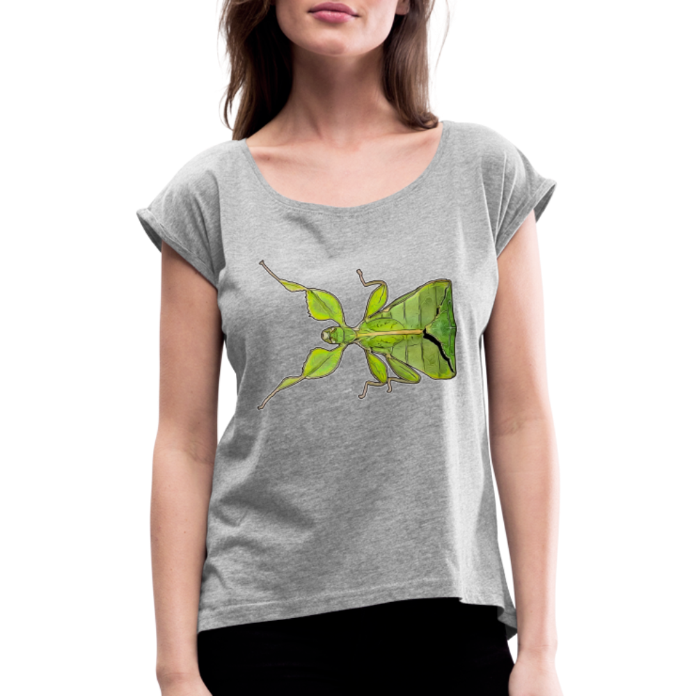 Frauen T-Shirt mit gerollten Ärmeln Phyllium philippinicum female - Grau meliert