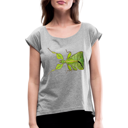 Frauen T-Shirt mit gerollten Ärmeln Phyllium philippinicum female - Grau meliert