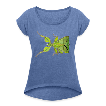 Frauen T-Shirt mit gerollten Ärmeln Phyllium philippinicum female - Denim meliert