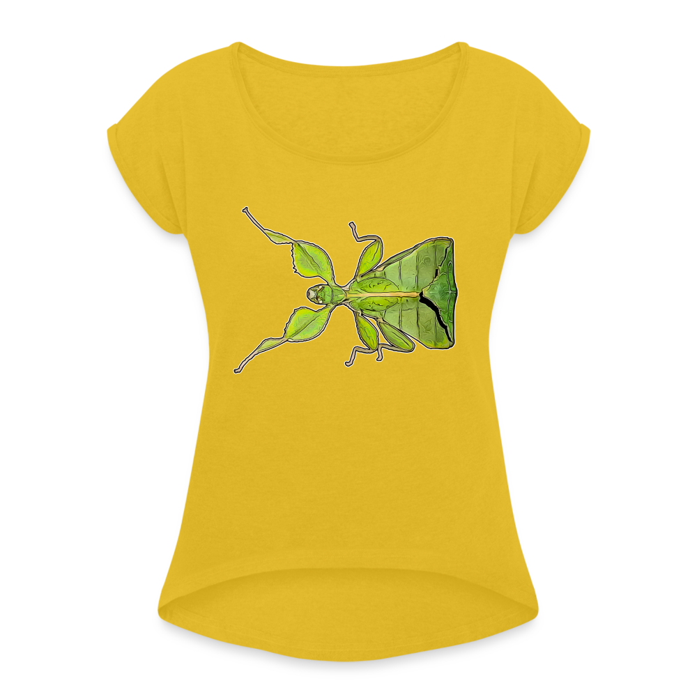 Frauen T-Shirt mit gerollten Ärmeln Phyllium philippinicum female - Senfgelb