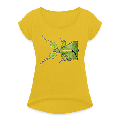 Frauen T-Shirt mit gerollten Ärmeln Phyllium philippinicum female - Senfgelb