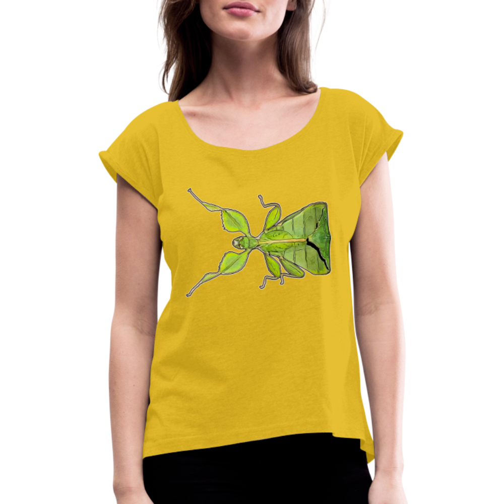 Frauen T-Shirt mit gerollten Ärmeln Phyllium philippinicum female - Senfgelb