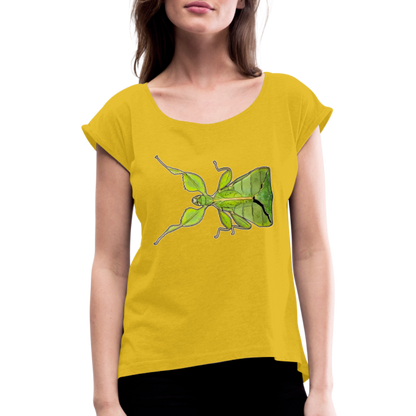 Frauen T-Shirt mit gerollten Ärmeln Phyllium philippinicum female - Senfgelb