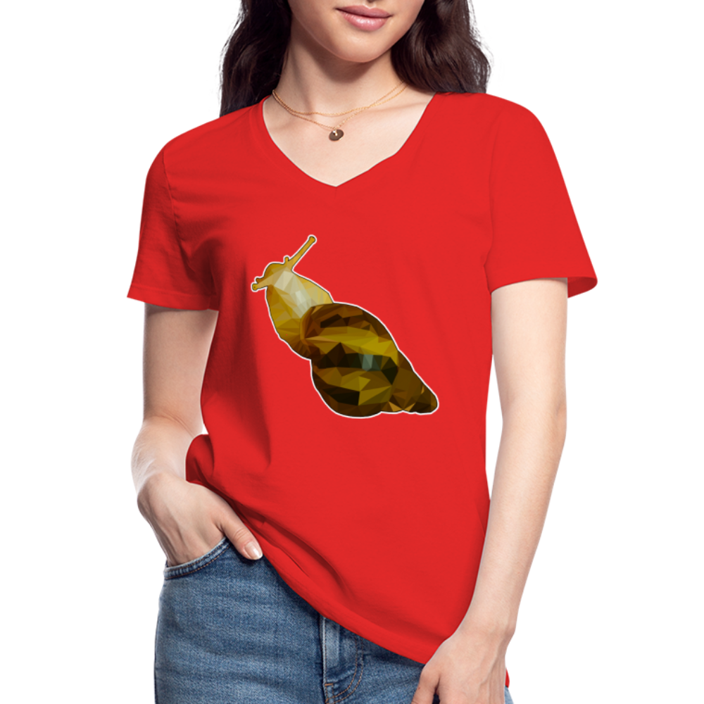 Frauen-T-Shirt mit V-Ausschnitt Achatina reticulata Low Poly - Rot
