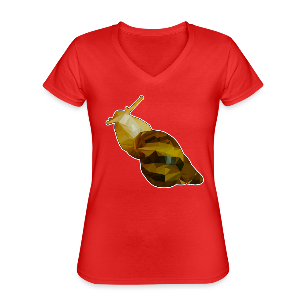 Frauen-T-Shirt mit V-Ausschnitt Achatina reticulata Low Poly - Rot