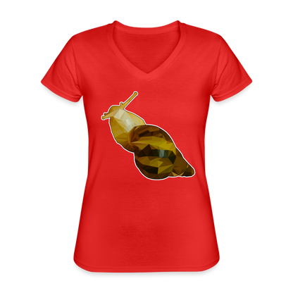 Frauen-T-Shirt mit V-Ausschnitt Achatina reticulata Low Poly - Rot