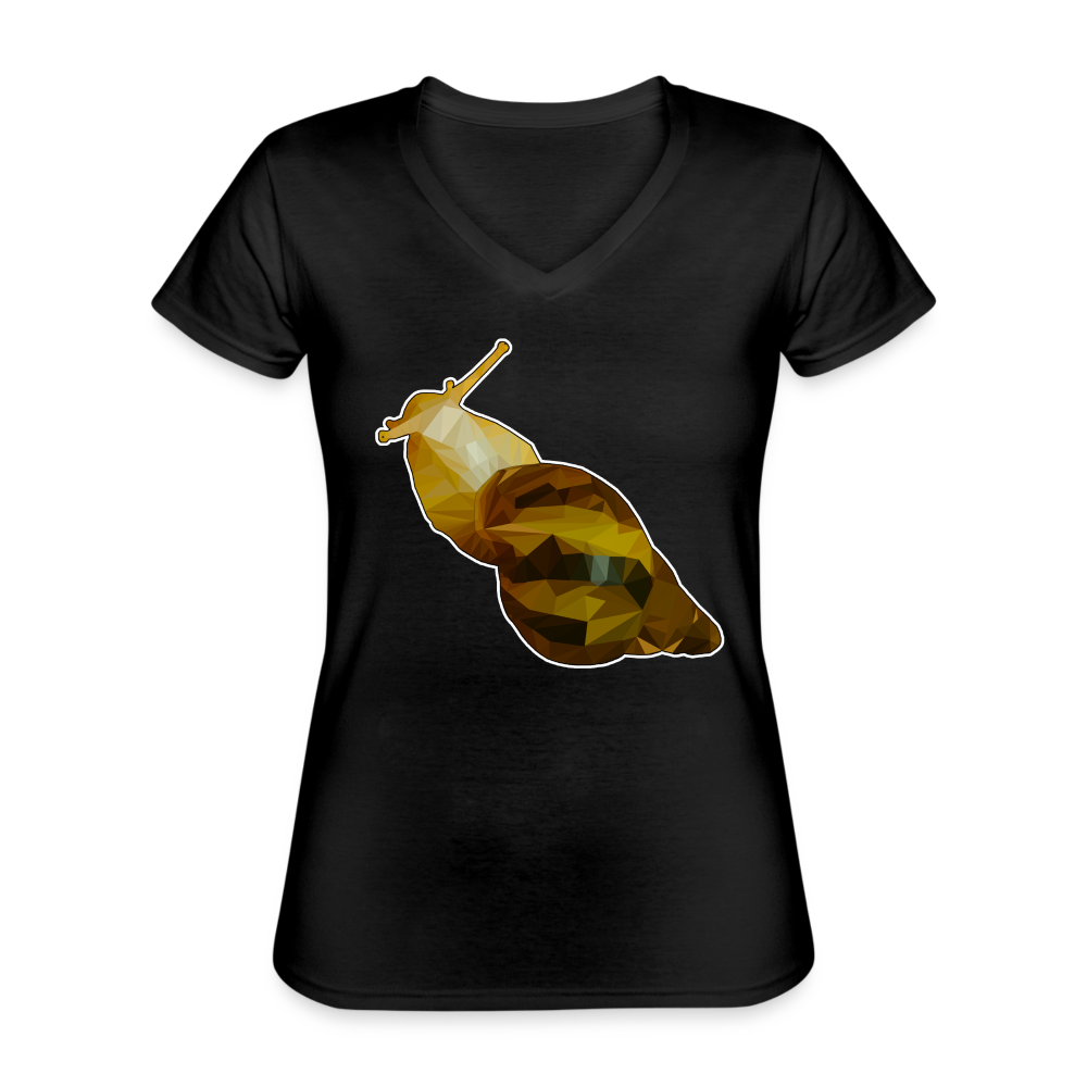 Frauen-T-Shirt mit V-Ausschnitt Achatina reticulata Low Poly - Schwarz