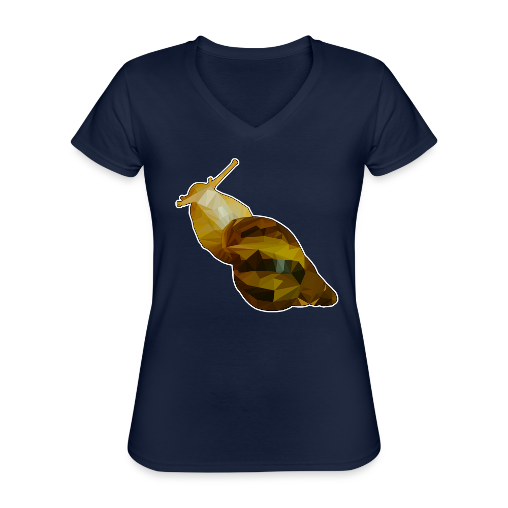 Frauen-T-Shirt mit V-Ausschnitt Achatina reticulata Low Poly - Navy