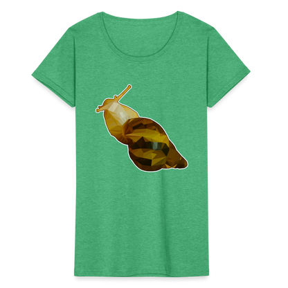 Frauen Fruit of the Loom T-Shirt Achatina reticulata Low Poly - Grün meliert