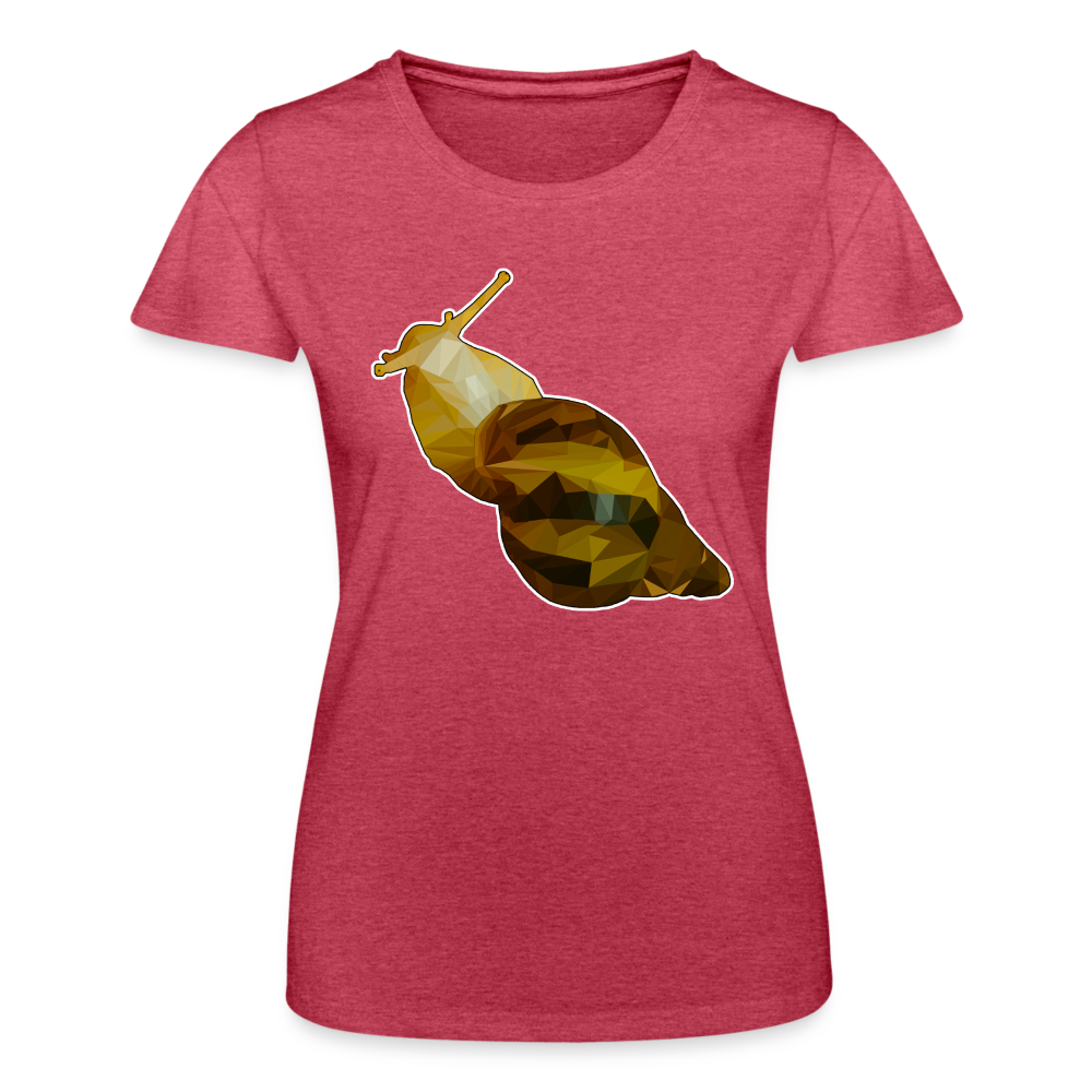 Frauen Fruit of the Loom T-Shirt Achatina reticulata Low Poly - Rot meliert