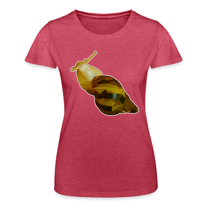 Frauen Fruit of the Loom T-Shirt Achatina reticulata Low Poly - Rot meliert