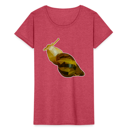 Frauen Fruit of the Loom T-Shirt Achatina reticulata Low Poly - Rot meliert
