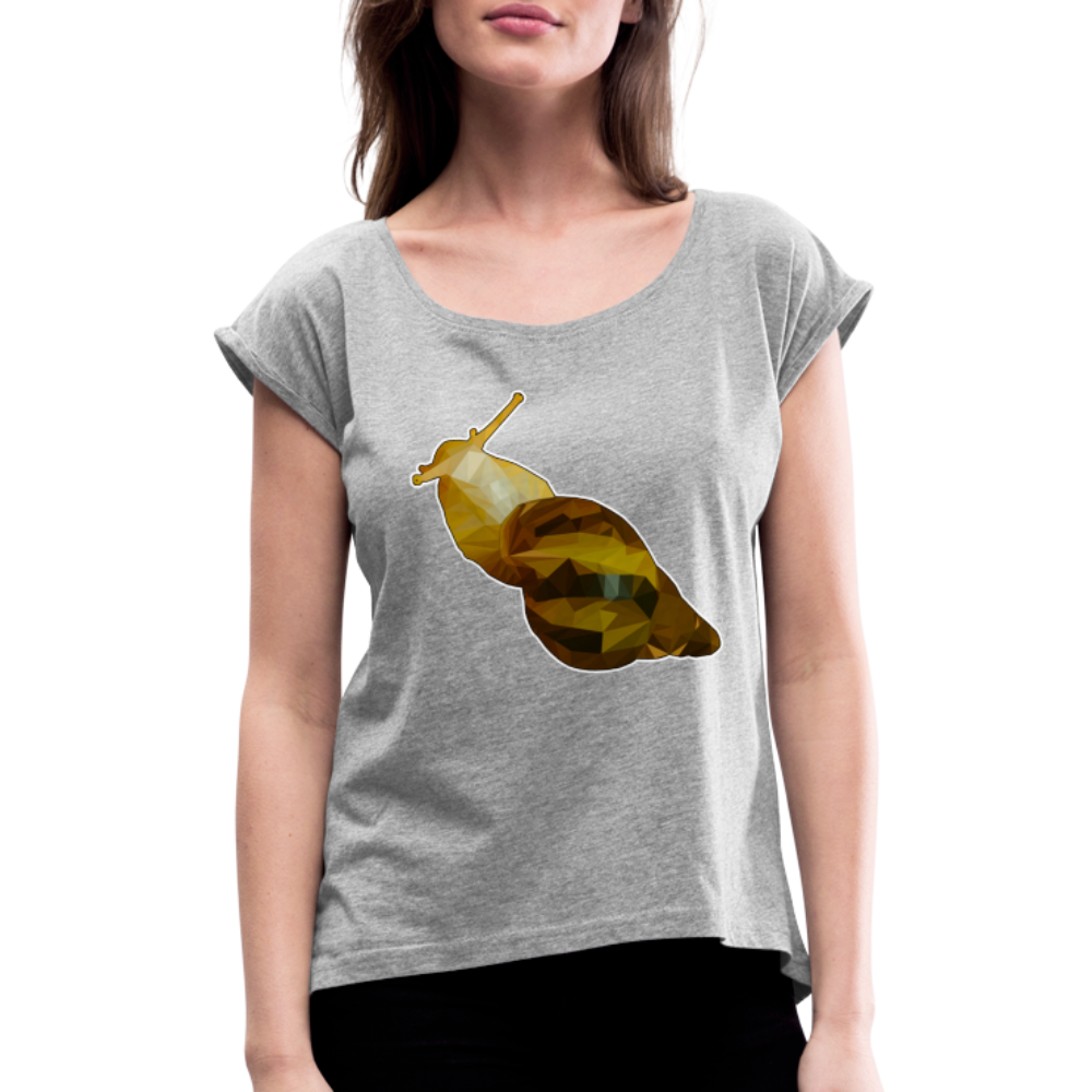 Frauen T-Shirt mit gerollten Ärmeln Achatina reticulata Low Poly - Grau meliert
