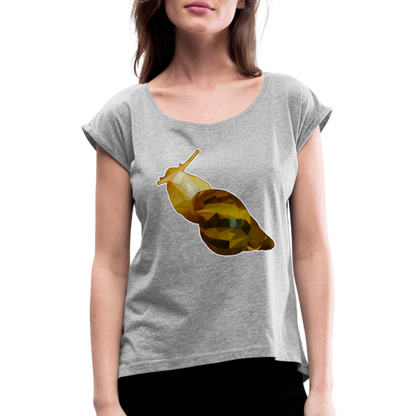 Frauen T-Shirt mit gerollten Ärmeln Achatina reticulata Low Poly - Grau meliert