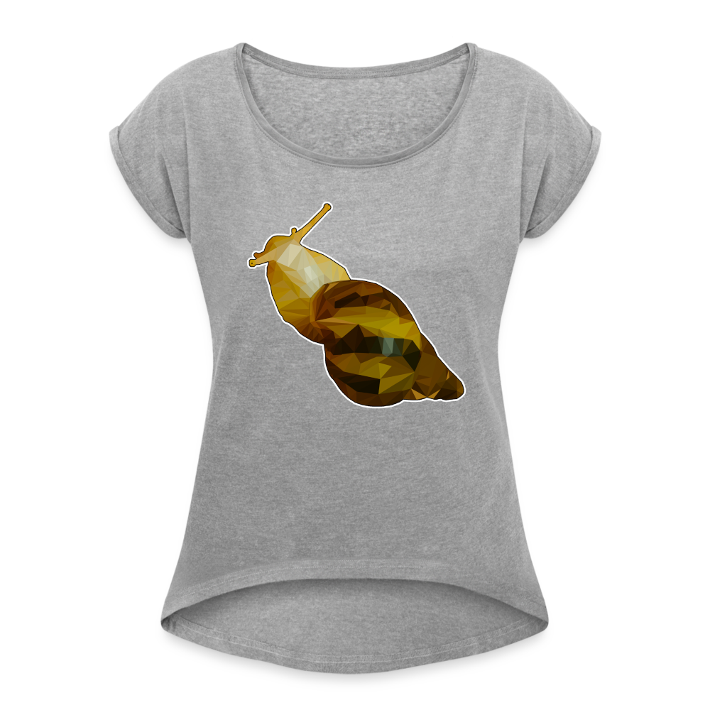 Frauen T-Shirt mit gerollten Ärmeln Achatina reticulata Low Poly - Grau meliert