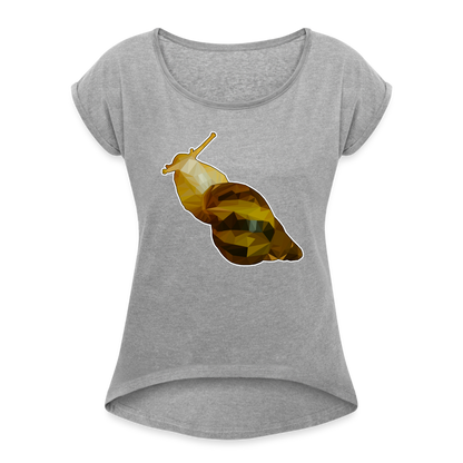 Frauen T-Shirt mit gerollten Ärmeln Achatina reticulata Low Poly - Grau meliert