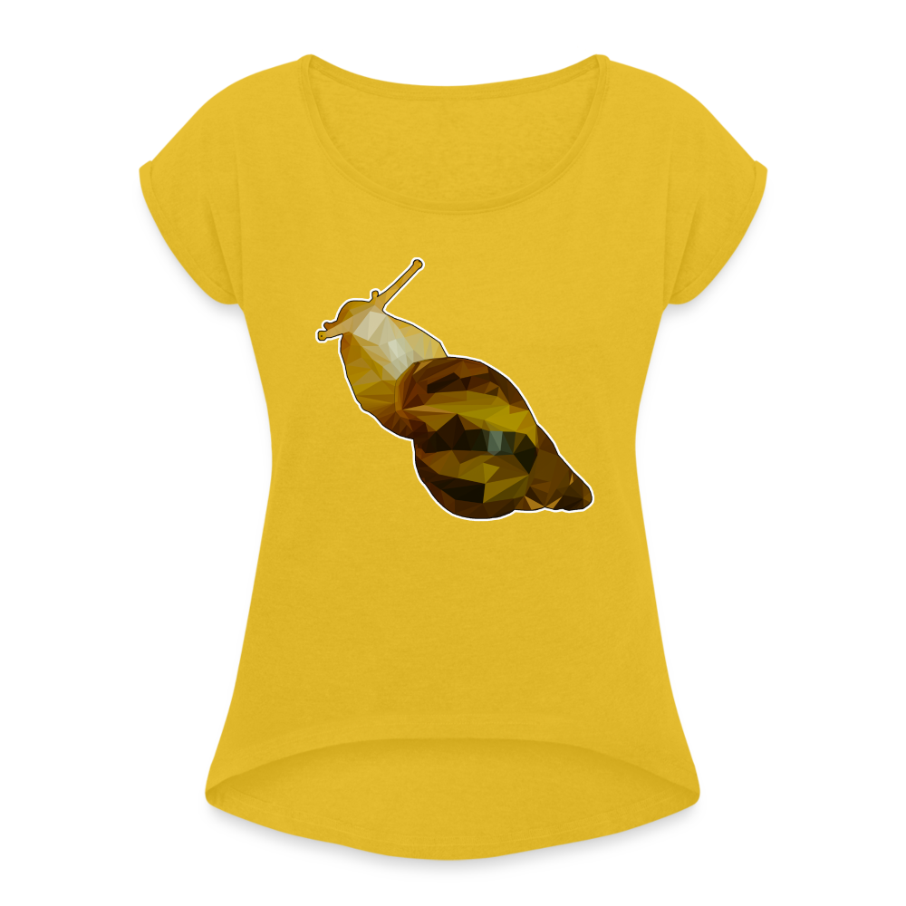 Frauen T-Shirt mit gerollten Ärmeln Achatina reticulata Low Poly - Senfgelb