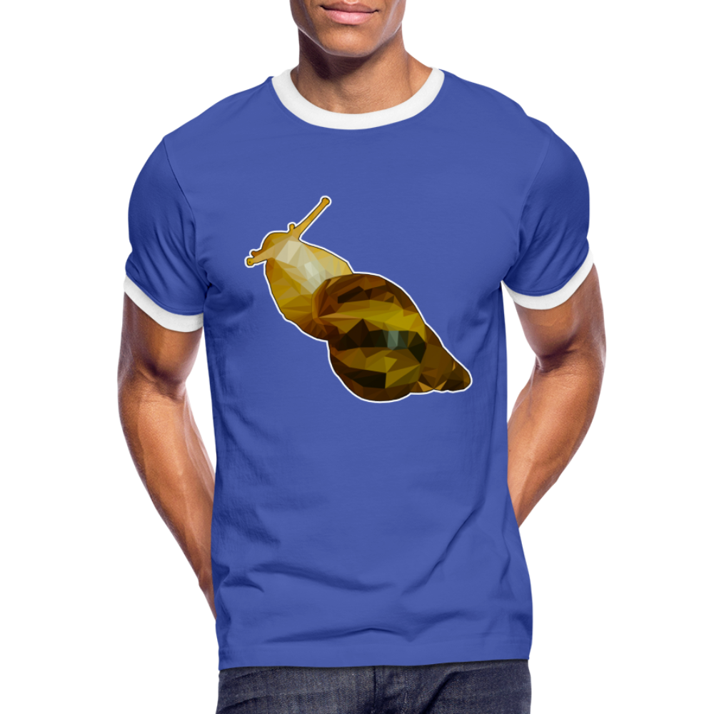 Männer Kontrast-T-Shirt Achatina reticulata Low Poly - Blau/Weiß
