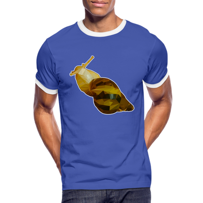 Männer Kontrast-T-Shirt Achatina reticulata Low Poly - Blau/Weiß
