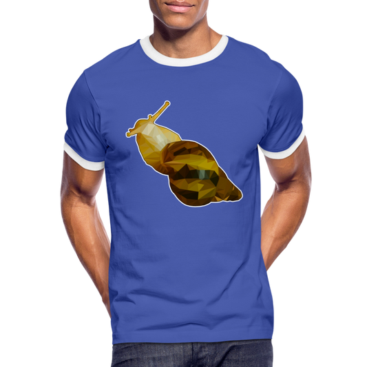 Männer Kontrast-T-Shirt Achatina reticulata Low Poly - Blau/Weiß