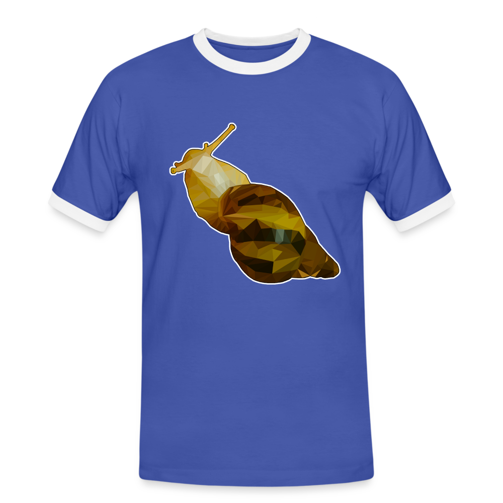 Männer Kontrast-T-Shirt Achatina reticulata Low Poly - Blau/Weiß